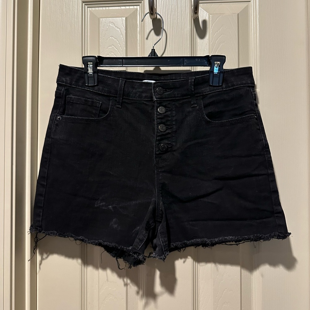Old Navy High Rise Button Fly Black Denim Shorts